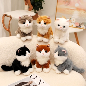 Realistic Cat Plush Toy Simulation Sitting Kitten Soft Stuffed Animal Doll For Home Decor Gifts For Kids Girls