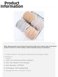 Detailed view of four colors of triangular crystal zircon copper chain rolls for DIY jewelry