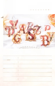 Detailed size specifications for Baroque style PET alphabet stickers set of 26 pieces