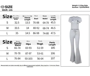 Detaillierte Größentabelle für das Damen-Zweiteiler-Set inklusive Oberteil und Hose