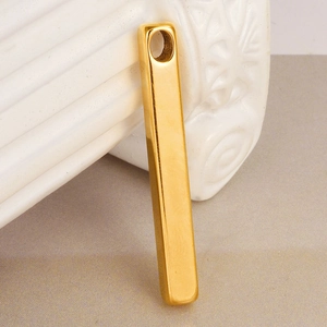 Minimalist 304 stainless steel vertical rectangle bar pendant with a polished gold finish