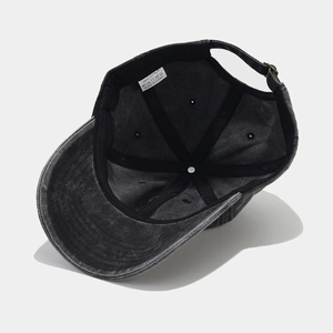 Minimalist embroidered letter D washed cotton baseball cap with adjustable strap and breathable vents