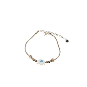 Bracelet œil porte-bonheur doré avec pendentif bleu et chaîne serpent réglable chic