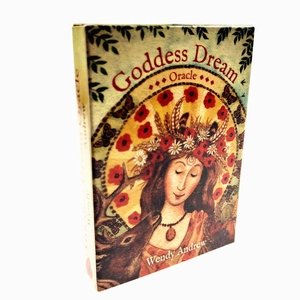 Vertical side view of Goddess Dream Oracle card box designed by Wendy Andrew