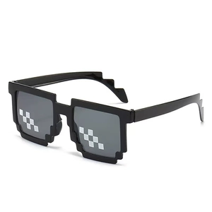 Cool black mosaic pixel sunglasses with Thug Life 8-bit style and jagged temples