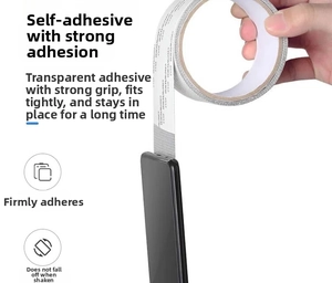Strong adhesive window screen repair tape holding a heavy smartphone to show high viscosity