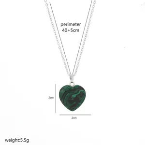 Detailed view of green heart stone necklace with 40 plus 5cm chain and 2x2cm pendant size