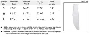 Detailed size chart for women's slim fit backless dress with measurements in CM