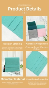 Microfiber jewelry pouch with precise stitching and envelope design in multiple colors