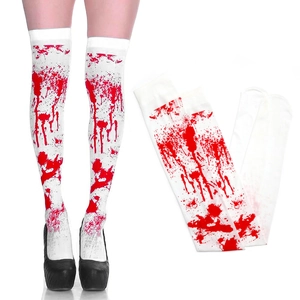 Halloween blood spatter print over-the-knee socks for spooky cosplay outfits