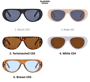 Selection of retro oversized pilot sunglasses in black, beige, demi, white, and brown frames