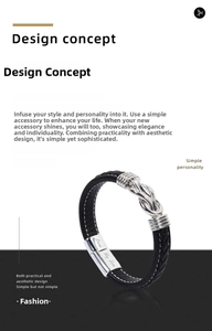 Détail du bracelet en cuir tressé avec fermoir magnétique gravé Love My Son
