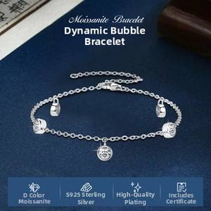 Macro shot of S925 sterling silver Moissanite tennis bracelet with D color stones