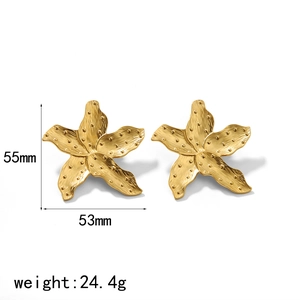 Exaggerated 18K gold stainless steel irregular starfish earrings for women