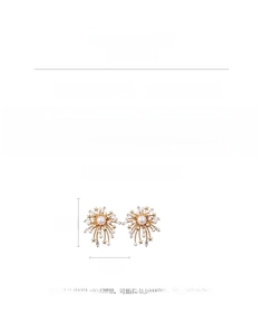 Size chart showing 2.5cm height and 2.3cm width of zircon pearl firework earrings
