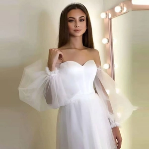 Elegantes Hochzeitskleid Mit Herz Ausschnitt Puffärmeln Satin Und Tüll Schulterfreies A Linien Abendkleid Für Damen