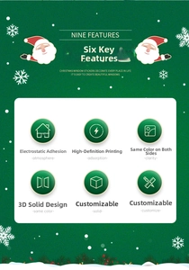 Detail of static cling Christmas window sticker with double-sided HD color printing effect