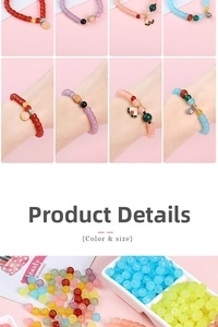 Detail view of 8x6mm glass jade barrel beads with floral enamel charms for DIY bracelets