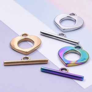Polished stainless steel OT clasps in gold, silver, and rainbow colors for jewelry making