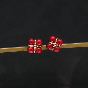Natural Freshwater Pearl Flower Stud Earrings 18K Gold Plated S925 Sterling Silver Earring Post Retro Lapis Lazuli Jewelry