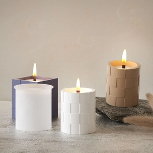 Set of four textured mosaic resin candle molds with square and cylinder shapes