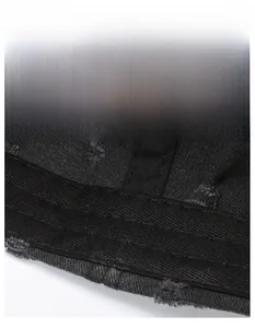 Close-up of the wide inner sweatband and fabric texture of the distressed baseball cap