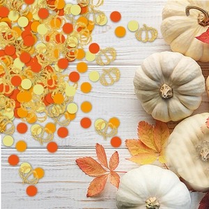 Thanksgiving Party Confetti Paper Glitter Gold Pumpkin And Round Dots For Autumn Harvest Table Decoration Celebration