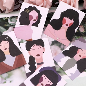 Jewelry Display Cards Fashion Illustration Woman Portrait Earring Packaging Paperboard Holders For Studs Necklaces