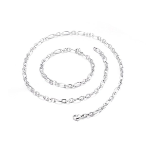 Hip Hop Necklace And Bracelet Stainless Steel Figaro Link Chain Jewelry For Men Women Punk Style Titanium Steel