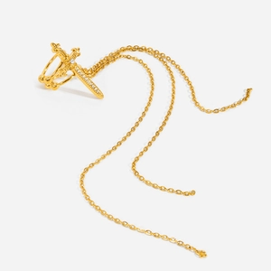 Stainless Steel Cross Tassel Ear Cuff Gold Plated Long Chain Rhinestone Non Pierced Earrings For Women Fashion Punk Jewelry