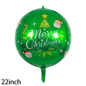Ballon de Noël vert de 22 pouces avec Père Noël, bonhomme de neige et motifs festifs