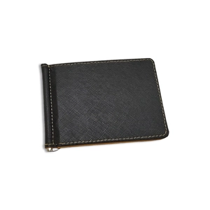 Elegantes schwarzes PU-Leder Geldklammer Portemonnaie für Damen und Herren schlanker Kartenhalter.