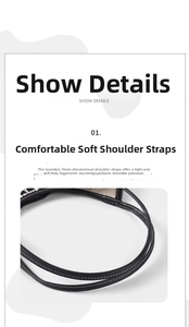 Close-up of ergonomic black leather handbag shoulder strap with white contrast stitching