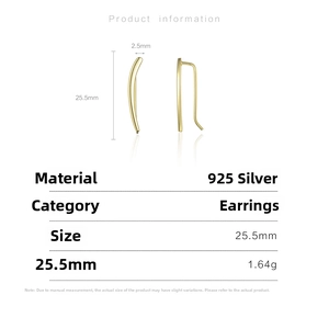 Detailed product dimensions for minimalist S925 sterling silver gold geometric earrings