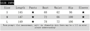 Size guide for the deep V-neck halter dress showing measurements in cm for sizes S to L
