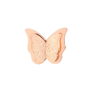 Elegant 18k rose gold plated stainless steel butterfly stud earrings with frosted finish