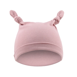 Bonnet en tricot côtelé rose pour bébé avec bois de renne, couvre-chef hiver mignon