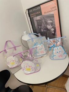 Sac À Main Transparent En PVC Imprimé Dessin Animé Lapin Chien Sac Fourre-Tout Jelly Pour Plage Voyage Femmes Été