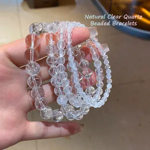 Handheld natural clear white quartz beaded bracelet multi-layer jewelry for women