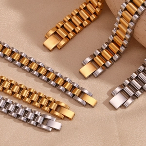 Minimalist 18K gold-plated stainless steel watch band bracelets in three colors