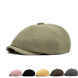 Octagonal newsboy hat in olive green with multi-color options and premium cotton texture