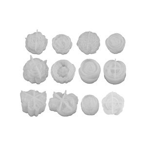 Set di 12 stampi in silicone traslucido per candele fai da te a forma di peonia e rosa