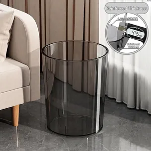 Transparent Trash Can PET Plastic Thickened Waste Bin For Home Office Bedroom Bathroom Living Room Modern Open Top Large Capacity