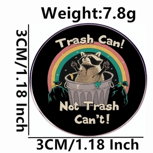 Funny Raccoon Trash Can enamel pin badge with rainbow, 3CM diameter metal brooch pin
