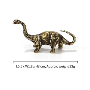 Antique brass dinosaur miniature brontosaurus sculpture for desk tea pet decor 5.5cm