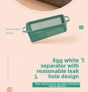 Detail view of the green drain basket with side handles for efficient kitchen use