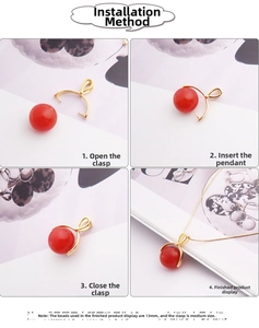 Guide pour fixer une attache dorée sur une perle ronde rouge de 13mm pour pendentif