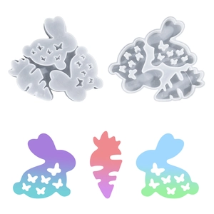 Moules en silicone de Pâques avec motifs lapin et carotte pour décorations en résine