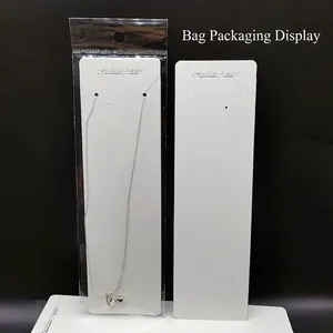 White Fashion Jewelry necklace display cards with self-adhesive OPP hanging bags