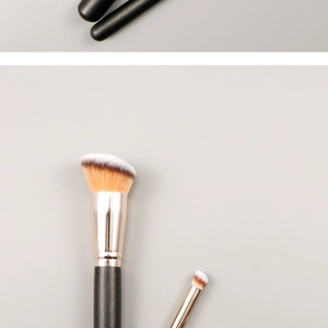 Detail showing high-quality synthetic fiber bristles and silver ferrules of makeup brushes